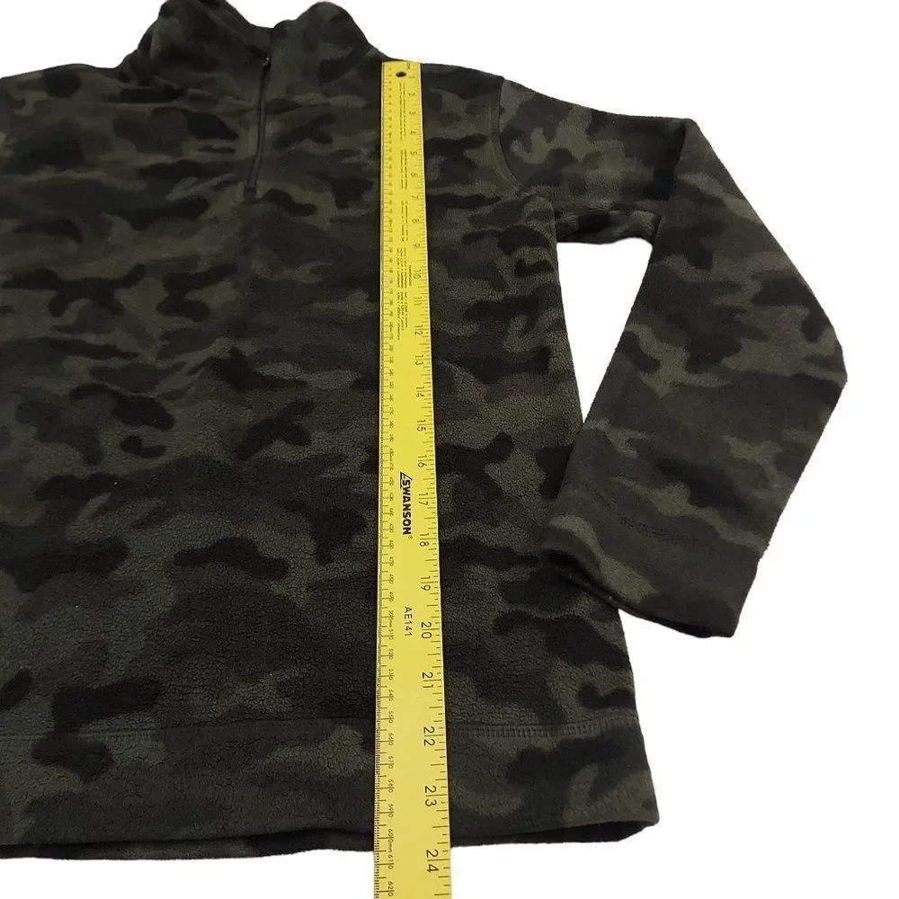 Old Navy Boys Fleece Camo Sweater 14 Green 1/4 Zip Warm Travel Outdoor